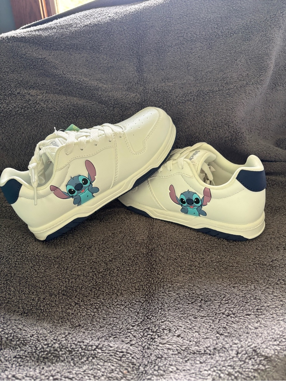 Disney White Sneakers with Blue Stitch Character Accents